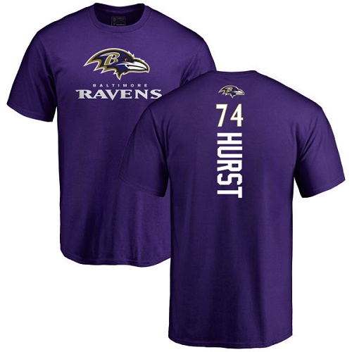 Men Baltimore Ravens Purple James Hurst Backer NFL Football #74 T Shirt